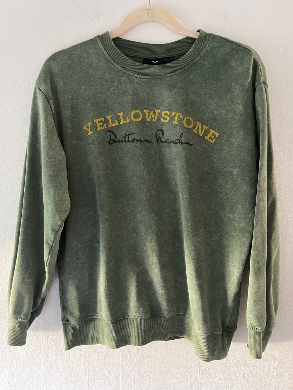 Yellowstone Dutton Ranch Olive Green Crewneck Sweatshirt